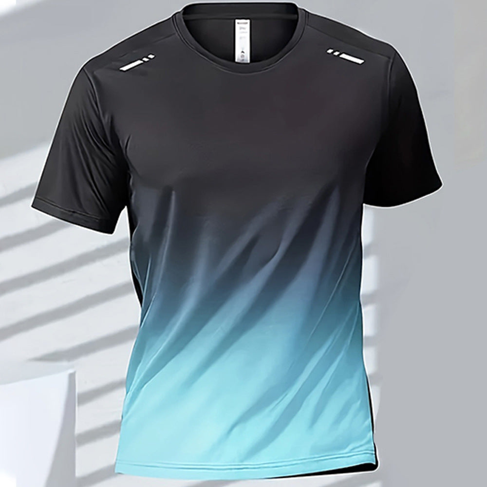 Trendy Sportswear With A Gradient Print And Short Sleeves For Men