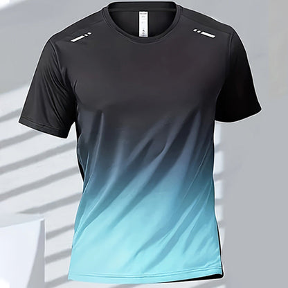 Trendy Sportswear With A Gradient Print And Short Sleeves For Men