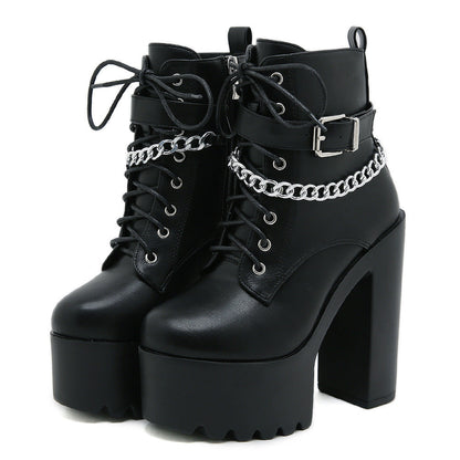 Platform Booties Women's High Heel Chunky Heel Martin Boots