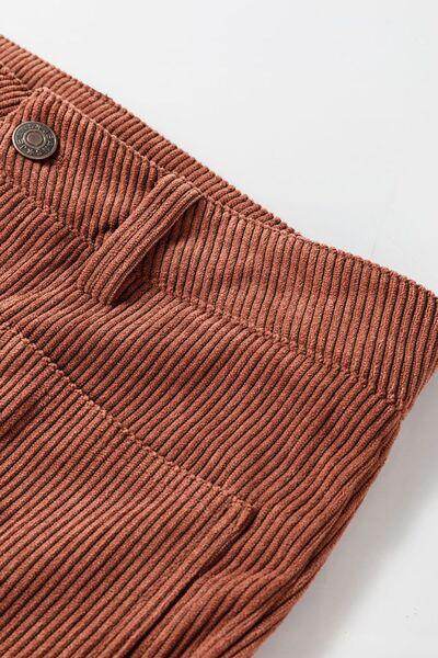 High Waist Square Pockets Corduroy Pants for Women