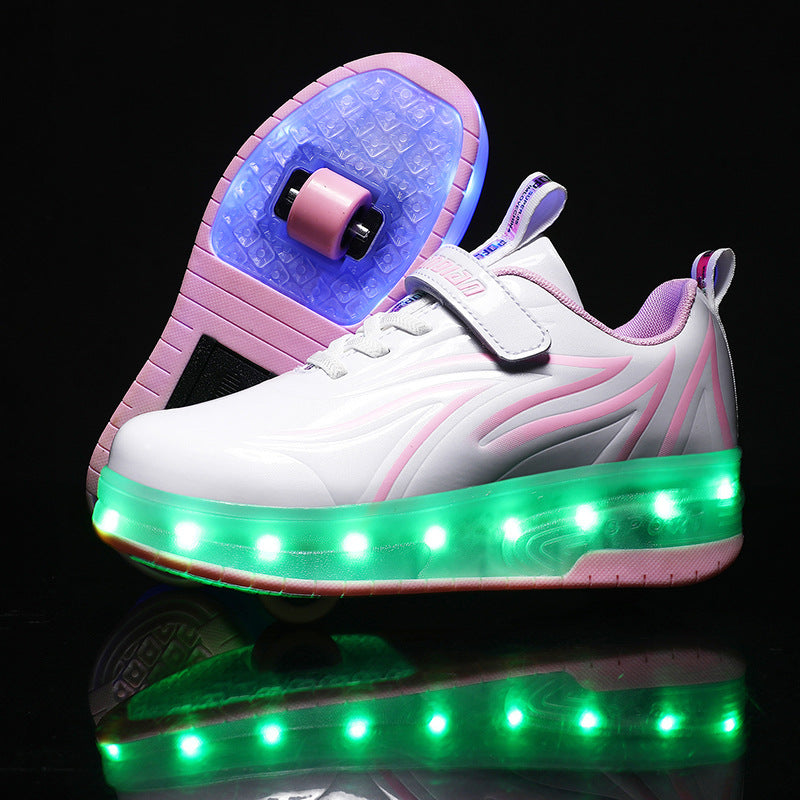 Children's Rechargeable Two-wheel LED Light-up Shoes