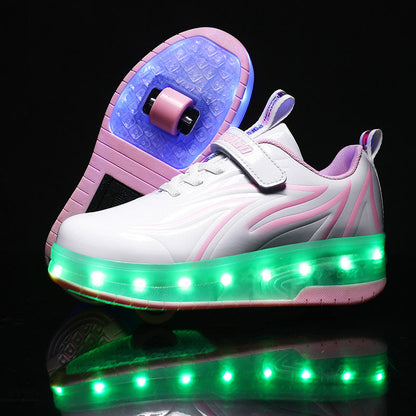 Children's Rechargeable Two-wheel LED Light-up Shoes