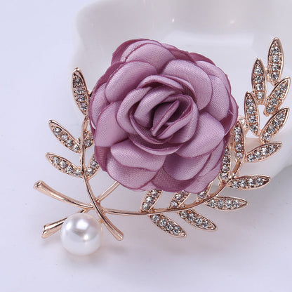Fabric Flower Corsage Pin