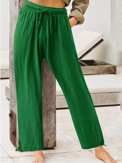 Womens Solid-Color Summer Casual Home Pants