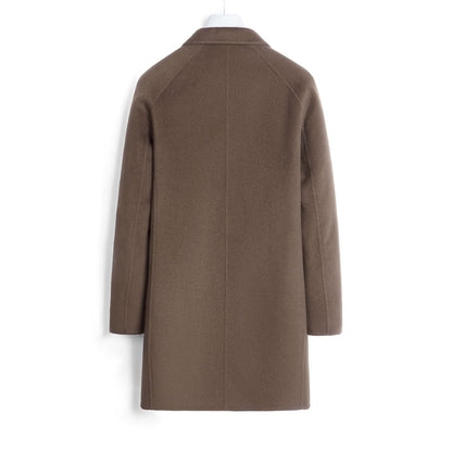 Male Solid Color Worsted Wool Mid-length Slim-fit Coat