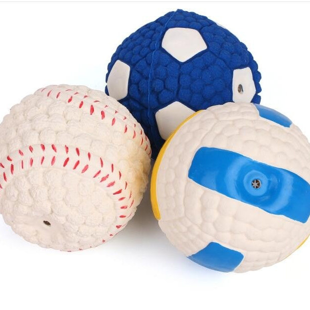 Dog toy bite-proof teeth molar latex toy ball pet interactive sound training ball pet supplies