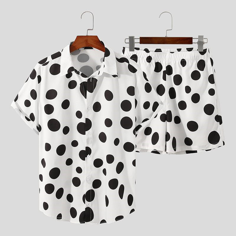 Oversized Hawaiian Beach Print Casual Shirt Set