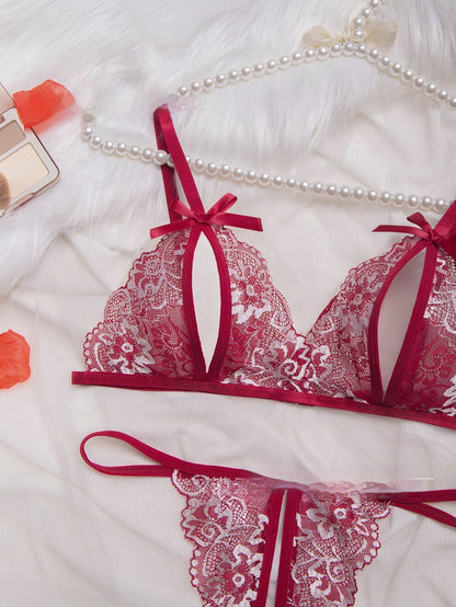 Lace Sheer Two-Piece Lingerie Set For Women