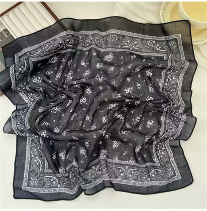 Korean-style Fresh And Delicate Floral Silk Scarf