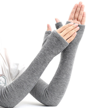 Women's Pure Cashmere Arm Warmers - Knitted Elastic Sleeve Covers for Winter Cold Weather Protection