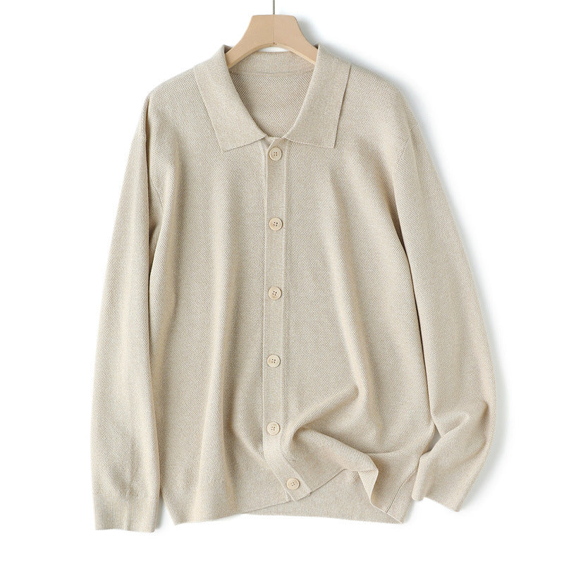 Mens Old Money Style Collared Sweater Jacket