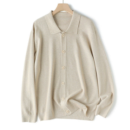 Mens Old Money Style Collared Sweater Jacket