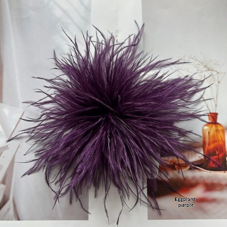 New Colorful Ostrich-feather Brooch Headdress Hair Clip