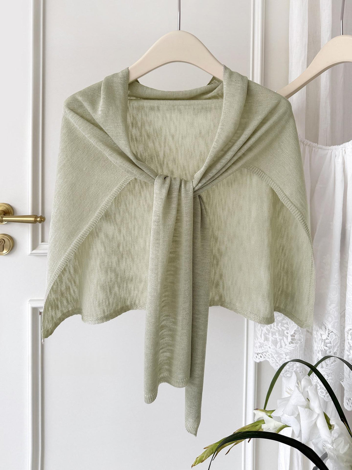 Womens Plus-Size Knitted Shawl With Bamboo-Strip Pattern