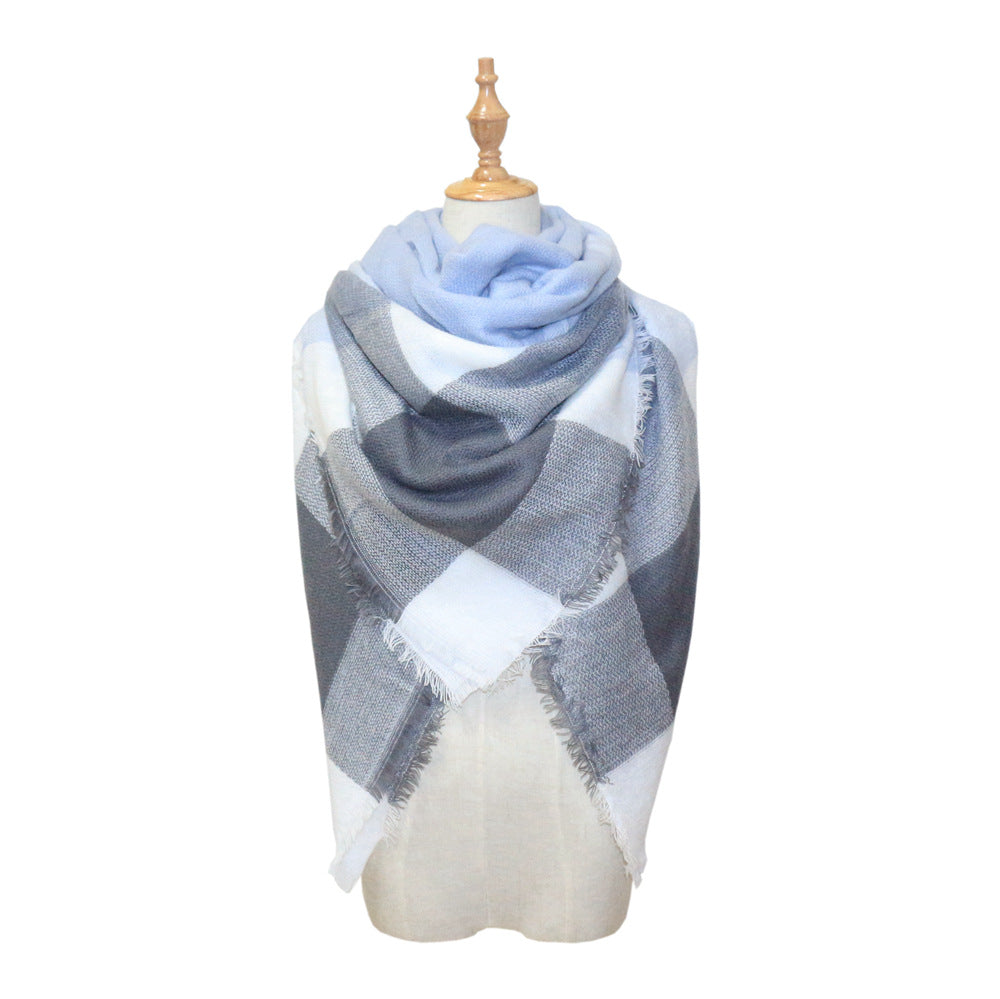 Plaid-print Versatile Neck Scarf Shawl