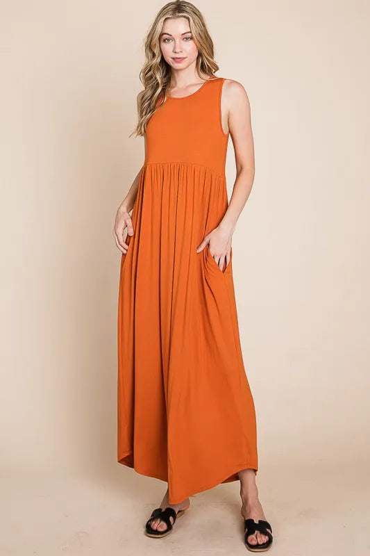 BOMBOM Sleeveless Maxi Dress with Pockets
