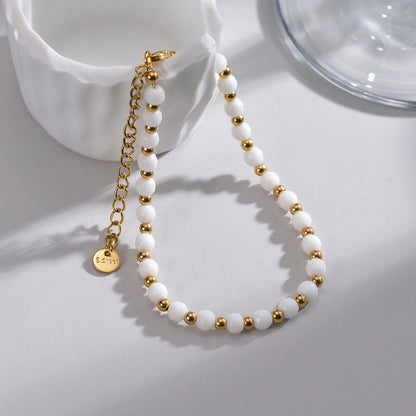 Stainless Steel Beaded Chain Bracelet For Women