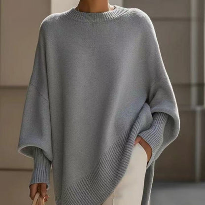Women's Thick Knitted Pullover Sweater Loose Fit Round Neck Casual All-Match Top For Autumn Winter