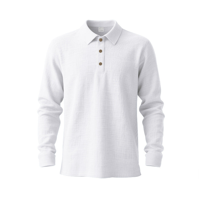 New Cross-Border Amazon Spring And Autumn Linen Polo Long-Sleeve Multi-Color Classic Quick-Dry Breathable Versatile Men's Style