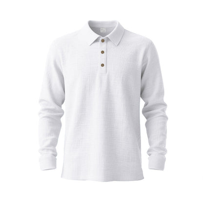 New Cross-Border Amazon Spring And Autumn Linen Polo Long-Sleeve Multi-Color Classic Quick-Dry Breathable Versatile Men's Style