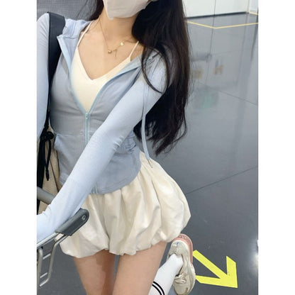 Summer Drawstring Hooded Sun-Protective Slim-Fit Set