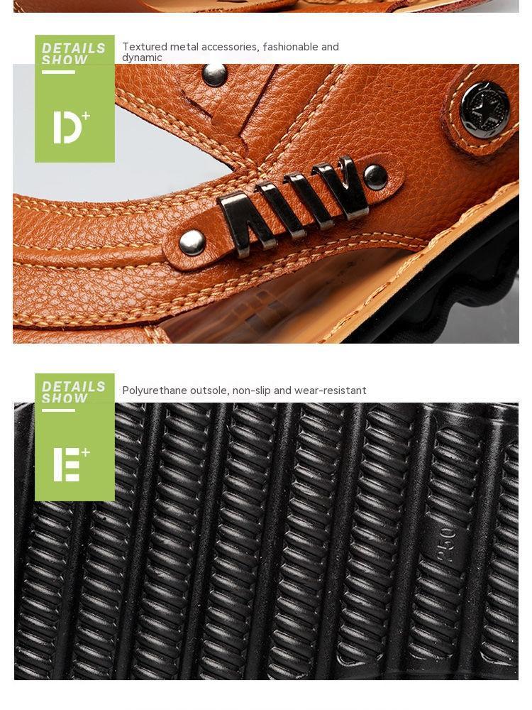 First Layer Cowhide Men's Non-Slip Beach Sandals