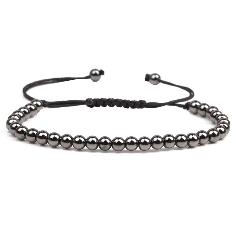 European And American-style Solid-color Silver-bead Braided Bracelet