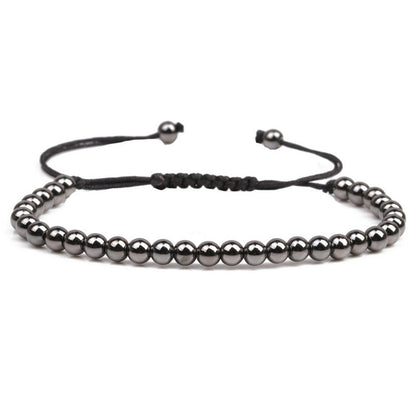 European And American-style Solid-color Silver-bead Braided Bracelet