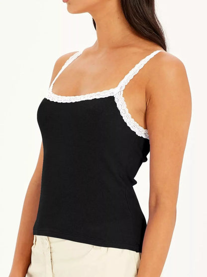 Lace Detail Contrast Trim Cami