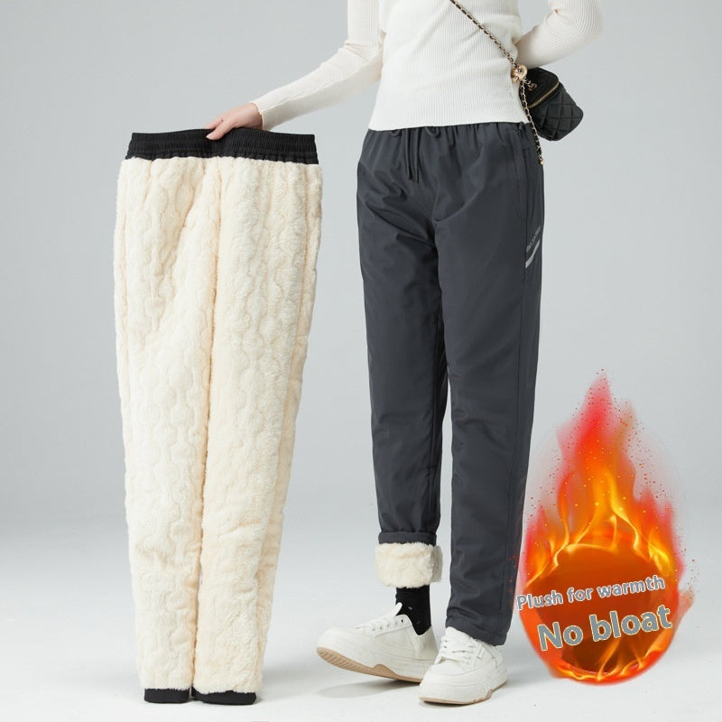 Tactical Pants Men's And Women's Waterproof Windproof Thick Cotton-padded Trousers Cold-proof Lambswool