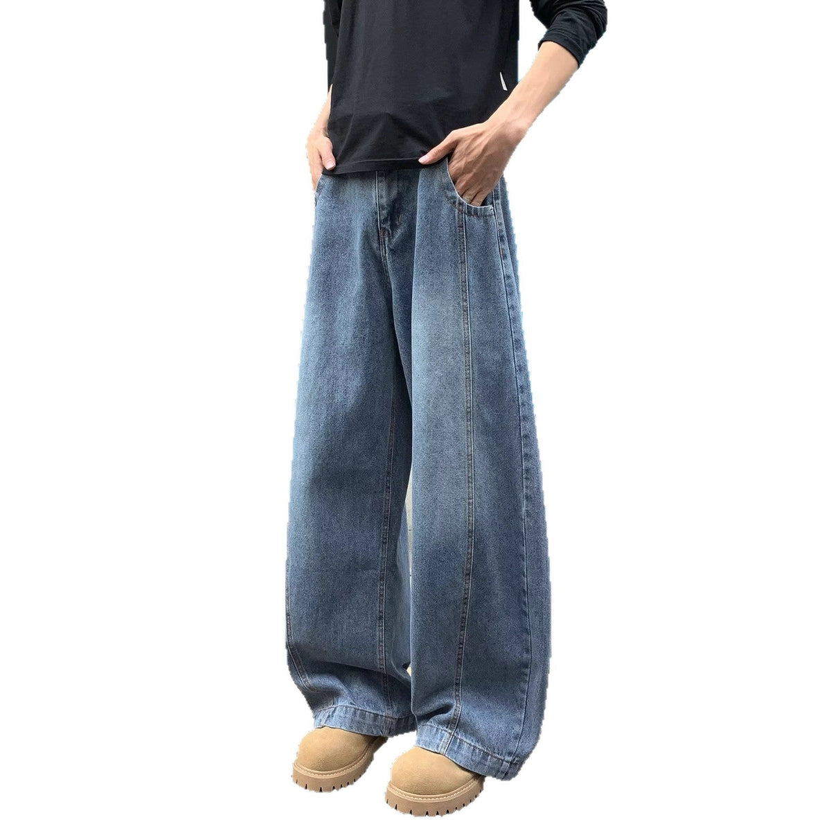 Retro Blue American-Style Bootcut Jeans For Men
