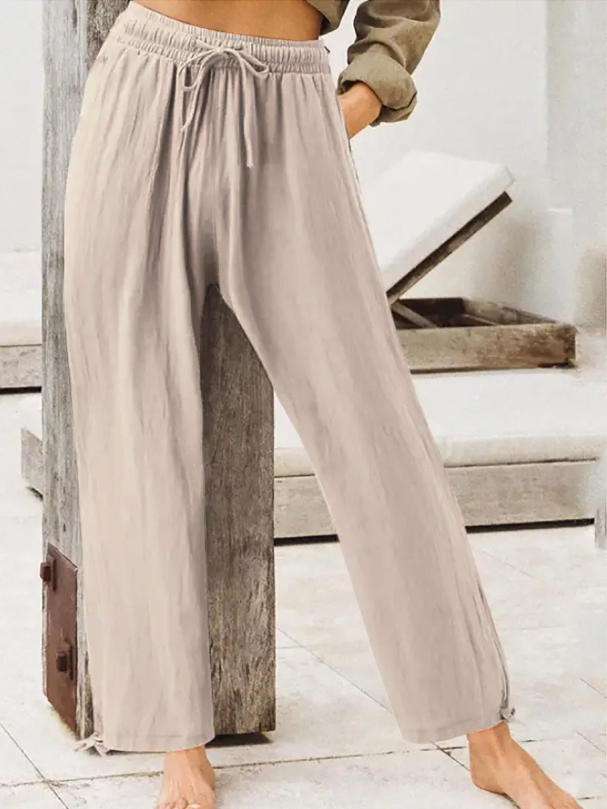Womens Solid-Color Summer Casual Home Pants