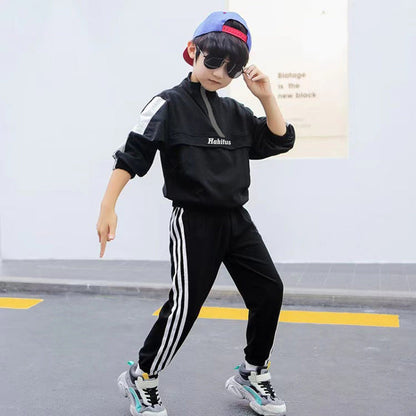 Children Cool Style Jacket Autumn Suit Black