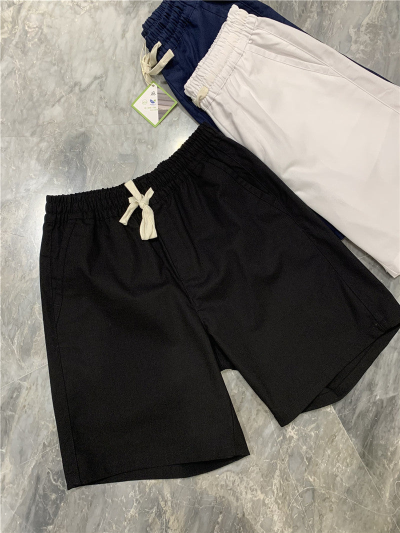 Breathable Solid-Color Casual Men's Drawstring Shorts