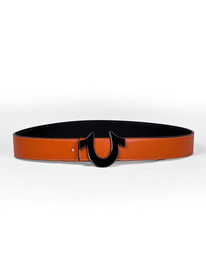 Men's Leather Belt With Smooth Buckle For Business Dress Pants