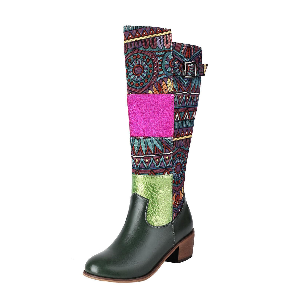 Vintage Ethnic-style Embroidered Patchwork High-top Boots
