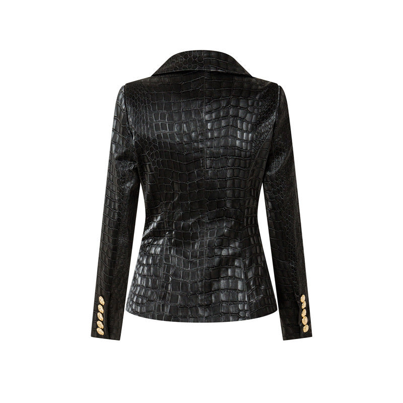 Crocodile Leather Slim-fit Jacket