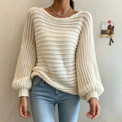 Irregular Knitted Pullover Sweater Top For Women