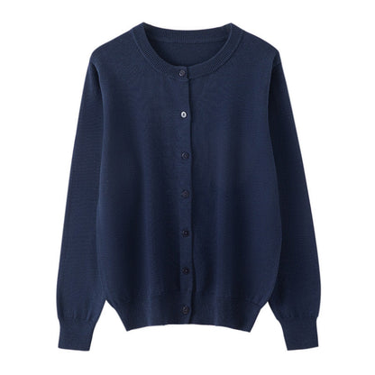 Thin Round-neck Versatile Sweater Jacket