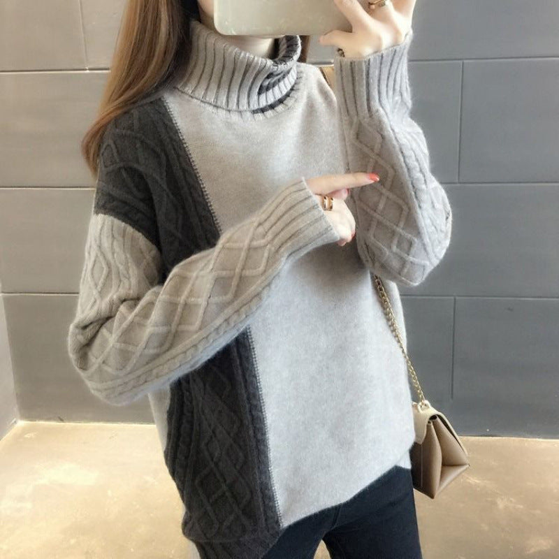 Women's Thickened Cable-knit Turtleneck Sweater