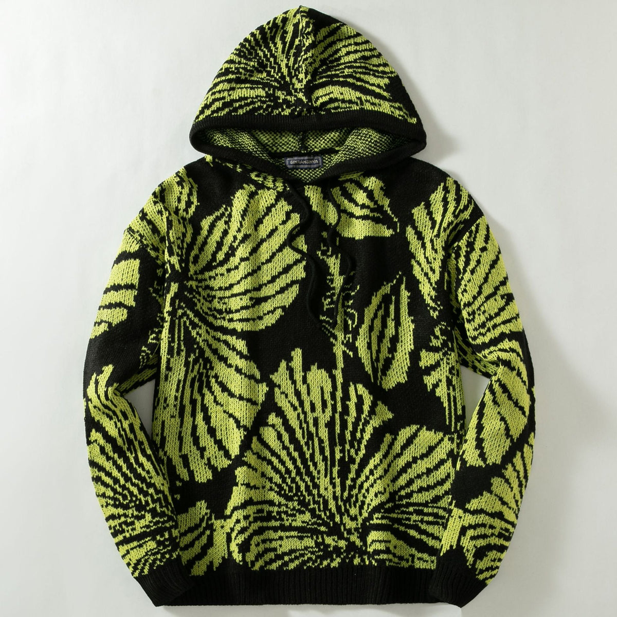 New Autumn Winter Mens Jacquard Hooded Knitted Pullover Sweater