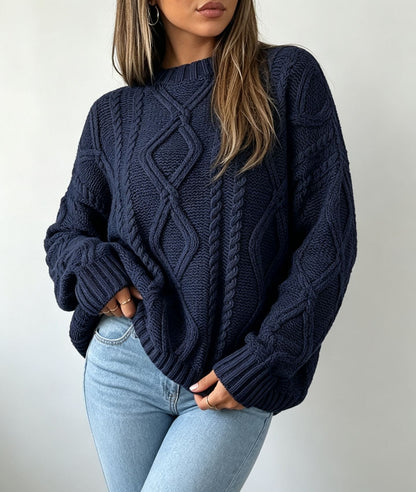 Women's Round-neck Solid-color Loose-fit Casual Sweater