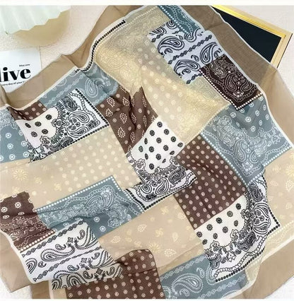 Korean-style Fresh And Delicate Floral Silk Scarf