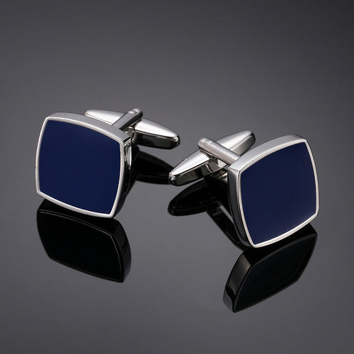 High Quality Men's French Shirt Cufflinks Batch Square Blue Background