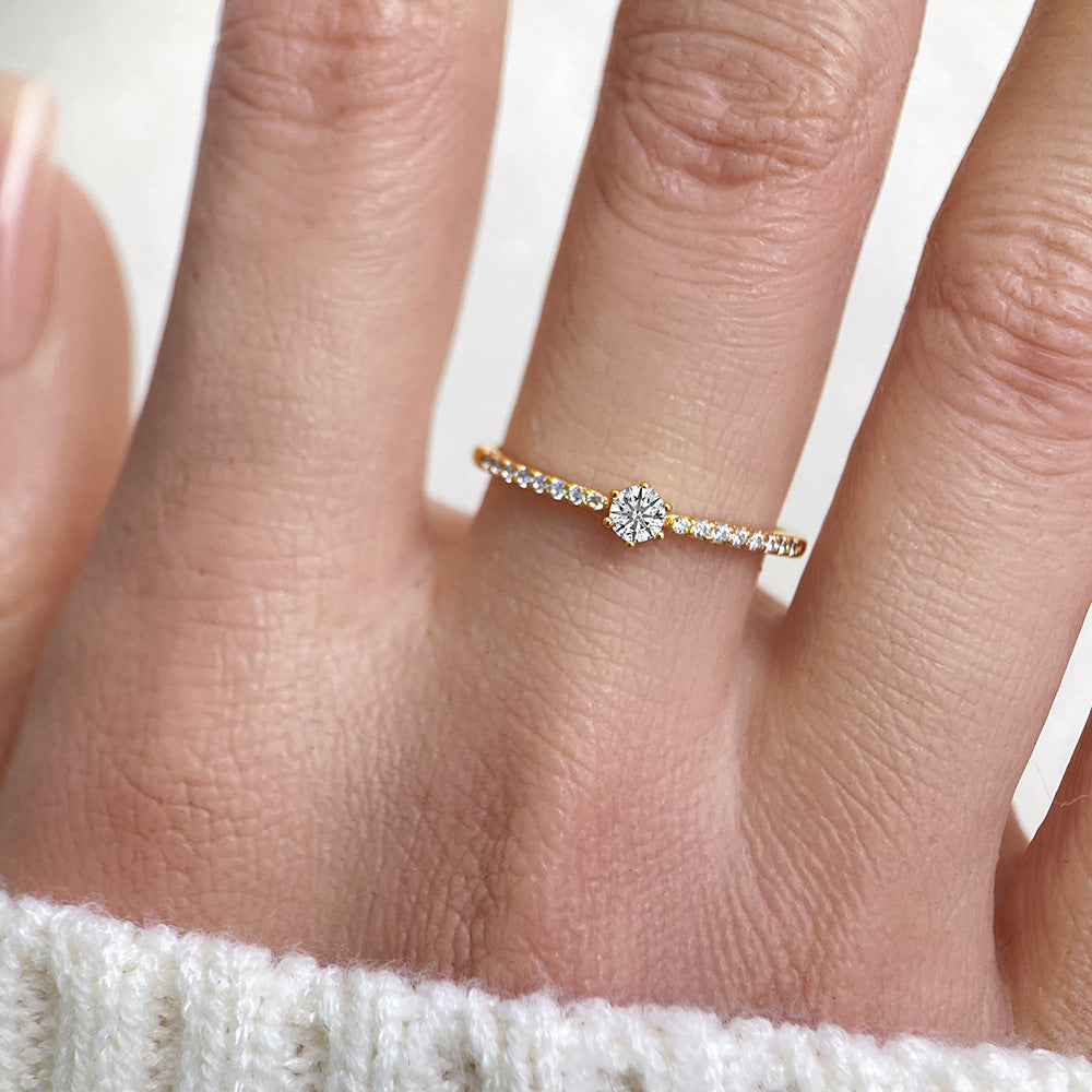 Classic Six-prong Zircon Ring For Women