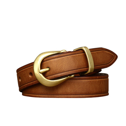 Versatile Personality Retro First Layer Pure Cattlehide Jeans Belt Women