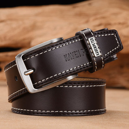 Men's Simple And Versatile Leather Cowhide Belt