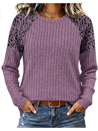 Women's Jacquard Sweater Loose-fitting Round-neck Top