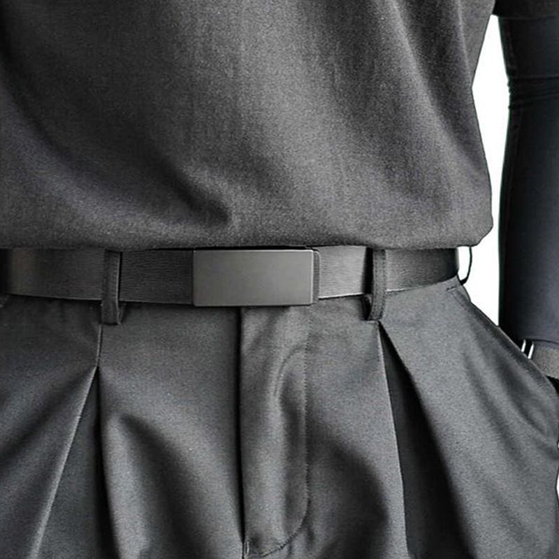 Simple Toothless Smooth-buckle Belt For Mencasual And Versatile