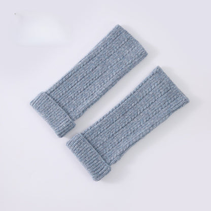Knitted Fingerless Wool-blend Thermal Knit Gloves